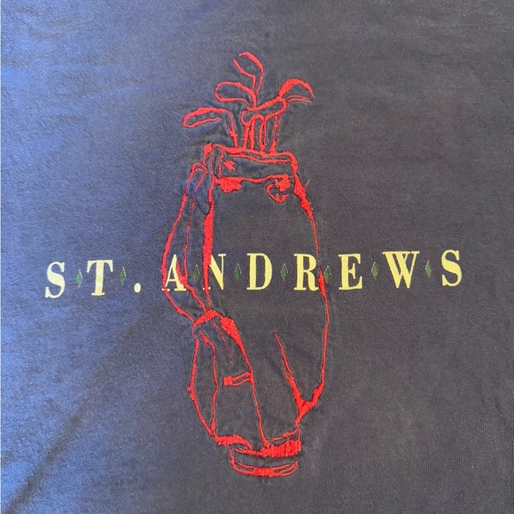 vintage short sleeve t-shirt st. andrew’s golf club scotland xl navy blue retro - Picture 2 of 5